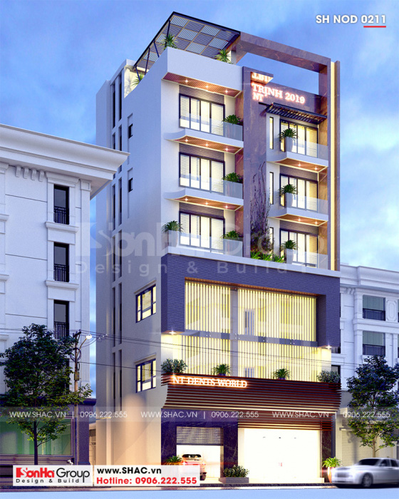 2 Mẫu nhà ống hiện đại 6 tầng tại hà nội sh nod 0211