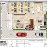 3 Mặt bằng tầng 1 biệt thự tân cổ điển mặt tiền 12m tại ninh bình sh btp 0147