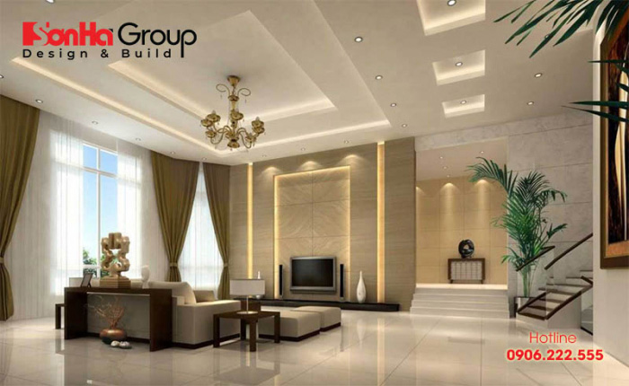 Các mẫu trần thạch cao dẫn đầu xu hướng thiết kế nội thất phòng khách 