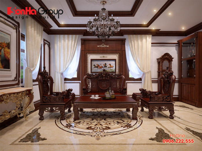 Mẫu phòng khách đẹp phong cách tân cổ điển sang trọng nhẹ nhàng và ấm cúng cho nhà phố được chủ nhân yêu thích nhất 