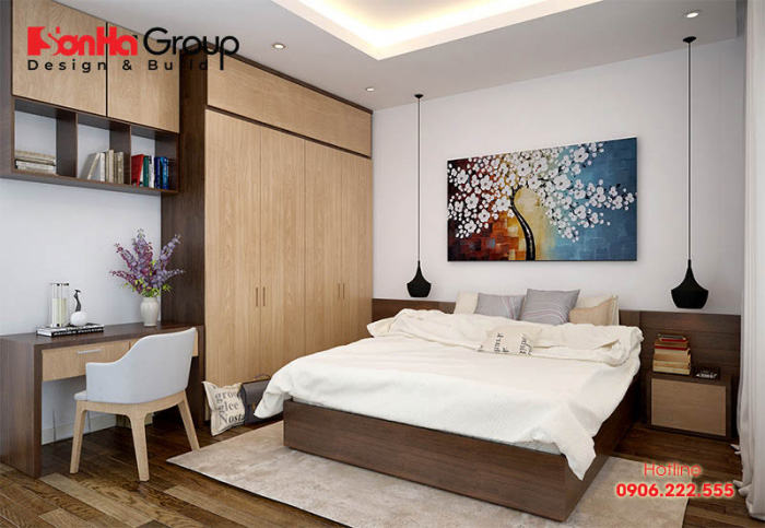 Mẫu phòng ngủ diện tích 13m2 thiết kế mang hơi hướng hiện đại, nội thất trẻ trung, tiện nghi 