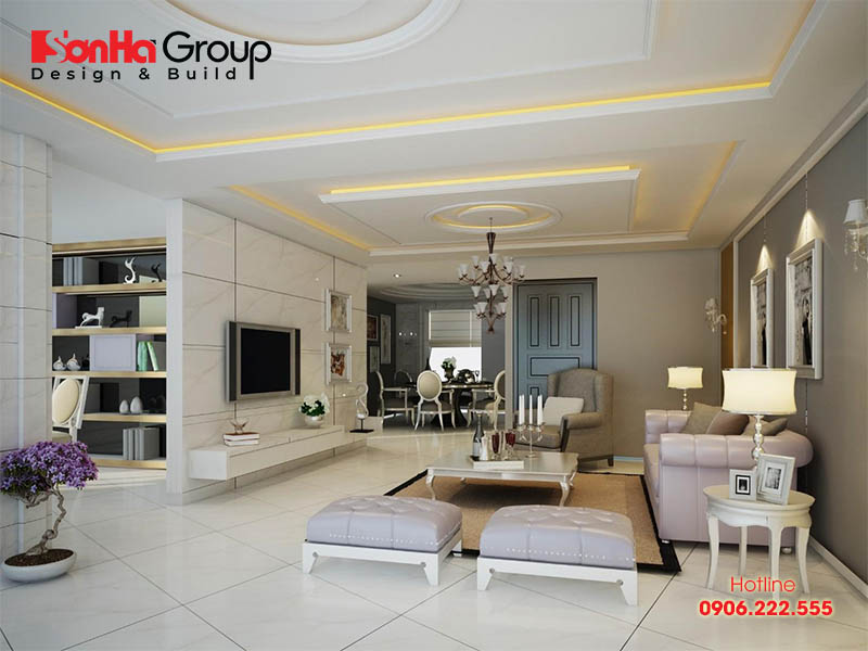 Các mẫu trần thạch cao dẫn đầu xu hướng thiết kế nội thất phòng khách