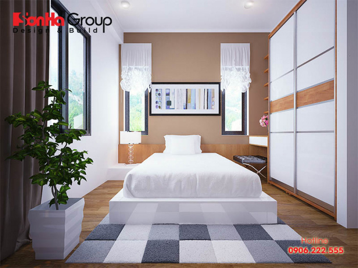 Tất cả các đồ nội thất trong phòng ngủ nên được kê sát tường để nhằm giúp không gian phòng ngủ được giải phóng diện tích 
