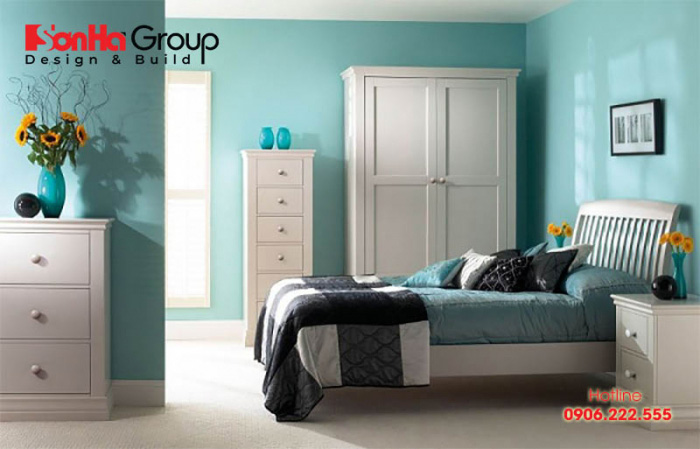 Căn phòng ngủ màu xanh ngọc mang nét đẹp kiêu sa và hiện đại 
