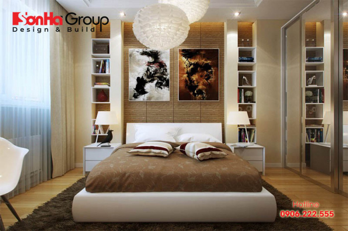 Không gian phòng ngủ đẹp, hiện đại với cách bố trí nội thất hoàn hảo trên diện tích sàn 10m2 