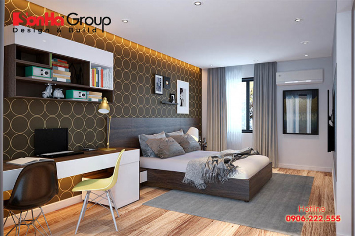 Mẫu thiết kế phòng ngủ phong cách hiện đại, trẻ trung với nội thất đẹp trong không gian rộng thoáng 