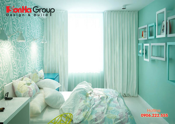 Thêm một ý tưởng trang trí phòng ngủ đẹp với gam màu xanh ngọc chủ đạo