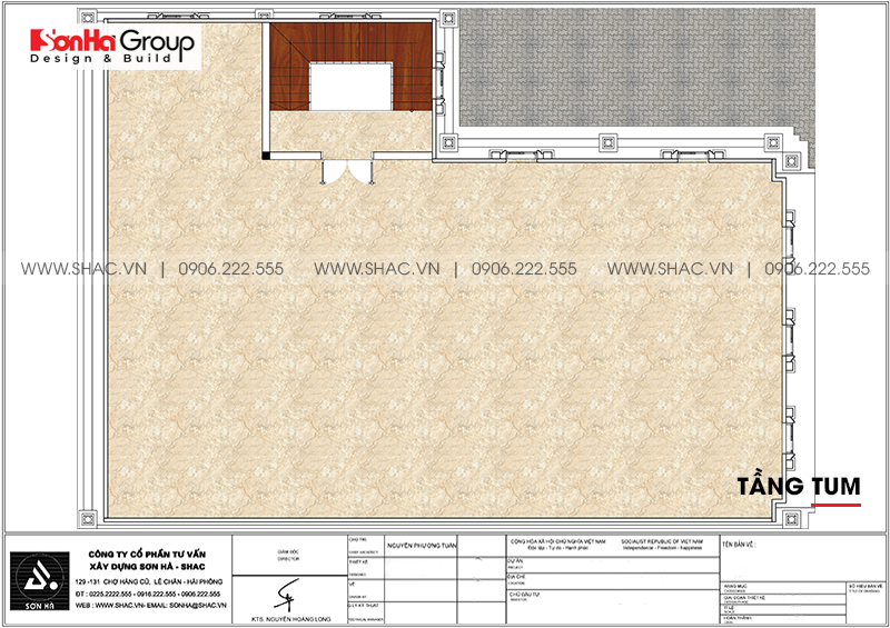 Bản vẽ chi tiết công năng tầng tum biệt thự tân cổ điển kết hợp kinh doanh tại Hải Phòng 