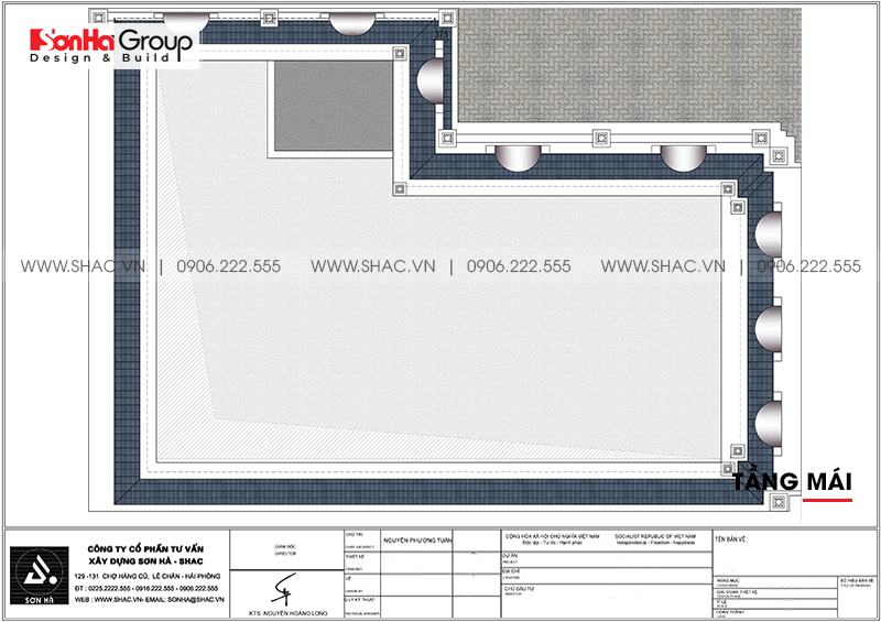 Bản vẽ chi tiết công năng tầng mái biệt thự tân cổ điển kết hợp kinh doanh tại Hải Phòng