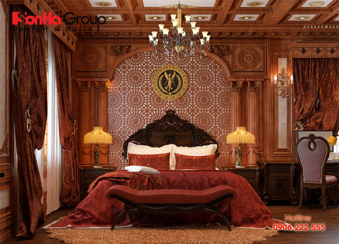 Cách bày trí nội thất phòng ngủ kiểu hoàng gia châu âu xa hoa và đầy tính quyền quý với sắc màu nâu trầm vương giả 