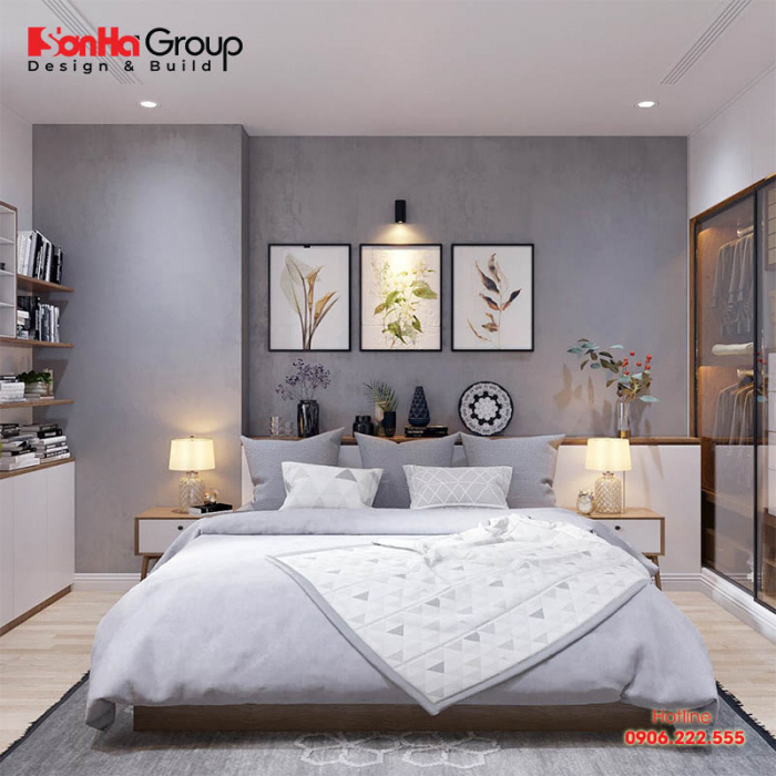 Cách trang trí phòng ngủ nhỏ đơn giản thường dùng màu trắng cho trần nhà 