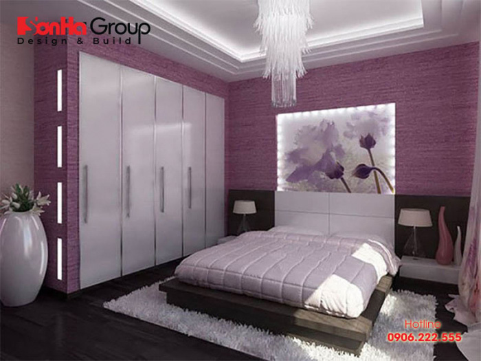 Căn phòng ngủ màu tím thiết kế hiện đại với cách phối màu sắc hài hòa, độc đáo 