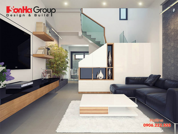 Mẫu nội thất phòng khách kết hợp bếp tuyệt đẹp mẫu 10