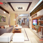 Mẫu nội thất phòng khách kết hợp bếp tuyệt đẹp mẫu 12