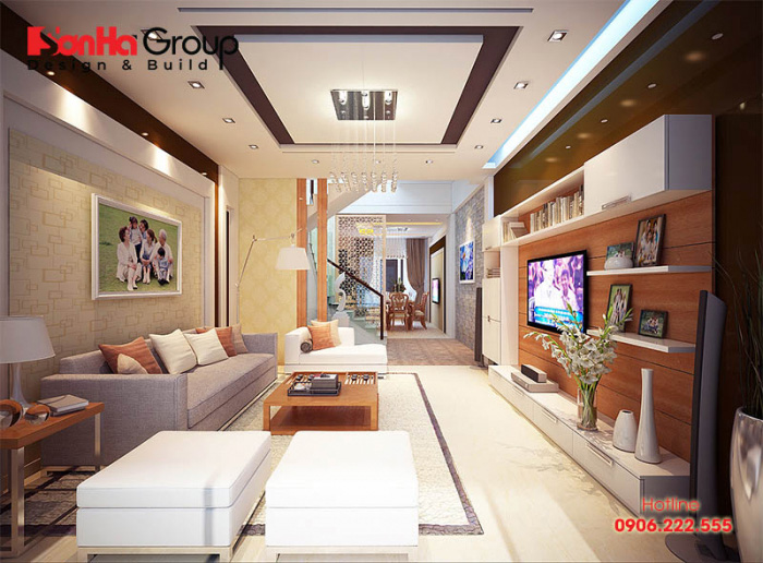 Mẫu nội thất phòng khách kết hợp bếp tuyệt đẹp mẫu 12