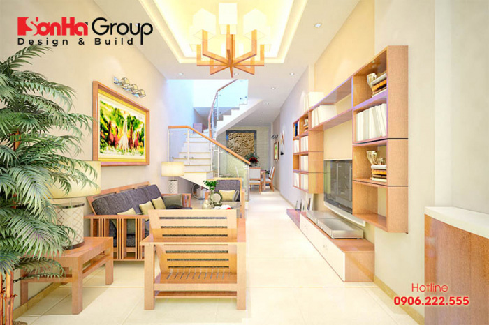 Mẫu nội thất phòng khách kết hợp bếp tuyệt đẹp mẫu 13