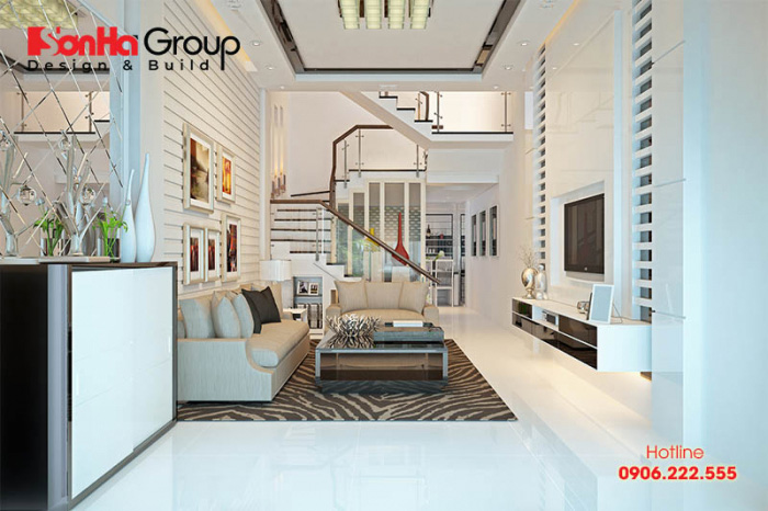 Mẫu nội thất phòng khách kết hợp bếp tuyệt đẹp mẫu 14