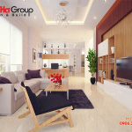 Mẫu nội thất phòng khách kết hợp bếp tuyệt đẹp mẫu 2