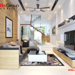 Mẫu nội thất phòng khách kết hợp bếp tuyệt đẹp mẫu 3