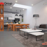 Mẫu nội thất phòng khách kết hợp bếp tuyệt đẹp mẫu 4