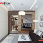 Mẫu nội thất phòng khách kết hợp bếp tuyệt đẹp mẫu 5