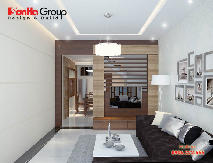 Mẫu nội thất phòng khách kết hợp bếp tuyệt đẹp mẫu 5