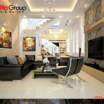 Mẫu nội thất phòng khách kết hợp bếp tuyệt đẹp mẫu 6