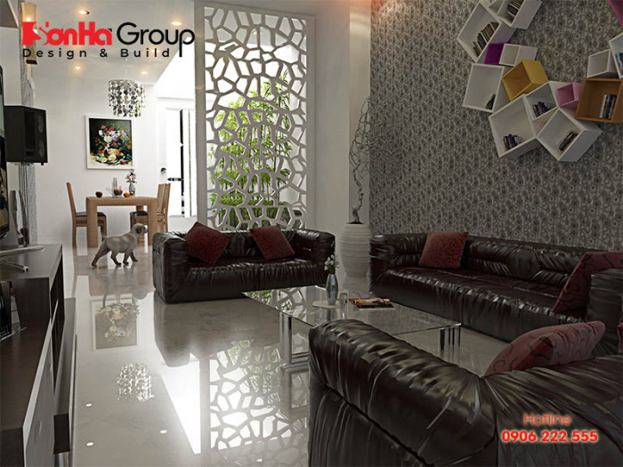 Mẫu nội thất phòng khách kết hợp bếp tuyệt đẹp mẫu 7