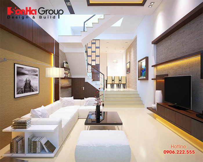 Mẫu nội thất phòng khách kết hợp bếp tuyệt đẹp mẫu 8