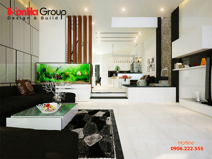 Mẫu nội thất phòng khách kết hợp bếp tuyệt đẹp mẫu 9