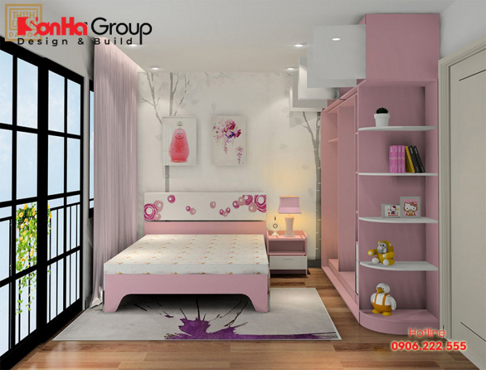 Mẫu phòng ngủ hiện đại dành cho các bé gái với thiết kế nội thất ấn tượng 