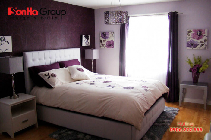 Mẫu phòng ngủ màu tím phù hợp với mọi lứa tuổi 