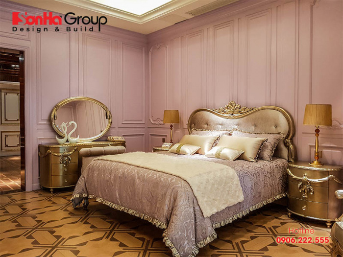 Mẫu phòng ngủ sử dụng gam màu hồng chủ đạo thể hiện cá tính nhẹ nhàng của chủ nhân căn phòng 