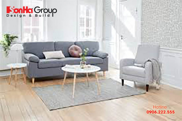 Mẫu sofa đơn màu sắc đẹp cho không gian phòng khách sang trọng 