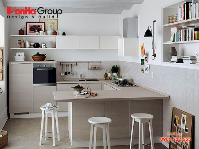 Màu trắng giúp không gian bếp luôn đem đến cảm giác sạch sẽ và rộng rãi
