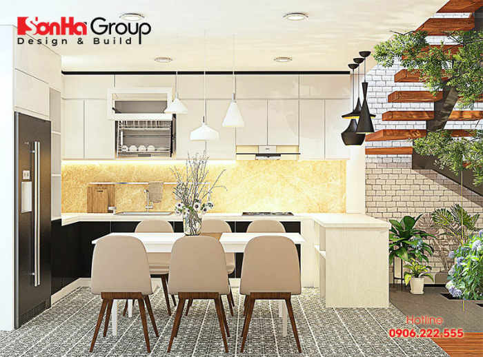 Ngắm nhìn mẫu phòng bếp hiện đại diện tích sử dụng 10m2 đẹp và hợp phong thủy với màu sắc tươi mới 