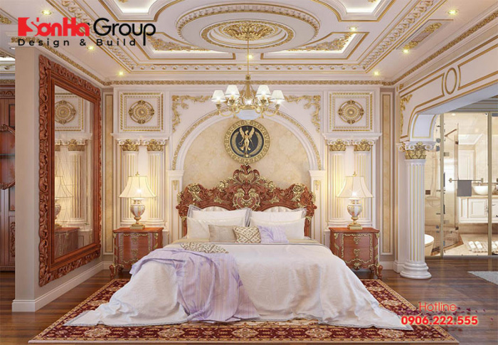 Nội thất phòng ngủ được thiết kế theo phong cách Châu Âu sang trọng và đẳng cấp mang đến không gian nghỉ ngơi lý tưởng 