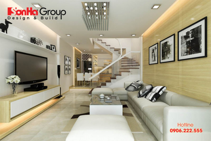 Phòng khách nhà bạn có bề ngang hẹp nên sử dụng sofa góc hoặc sofa thẳng 
