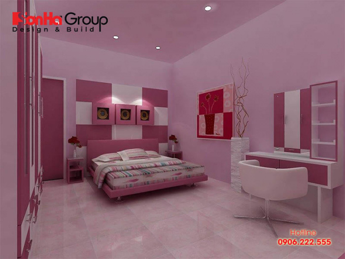 Thật nhẹ nhàng, thoải mái làm sao với cách trang trí phòng ngủ màu hồng 