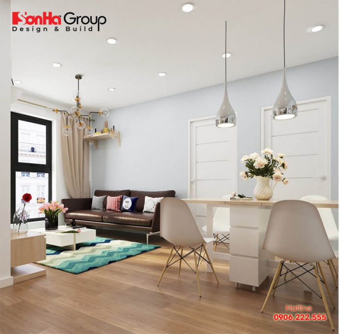 Thiết kế phòng khách liền bếp luôn là ý tưởng hay được các chị em lựa chọn 