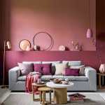 Thiết kế phòng khách màu hồng kết hợp với màu xám 6