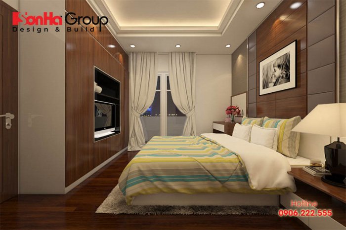 Thiết kế phòng ngủ master phong cách hiện đại với nội thất đơn giản nhưng cao cấp