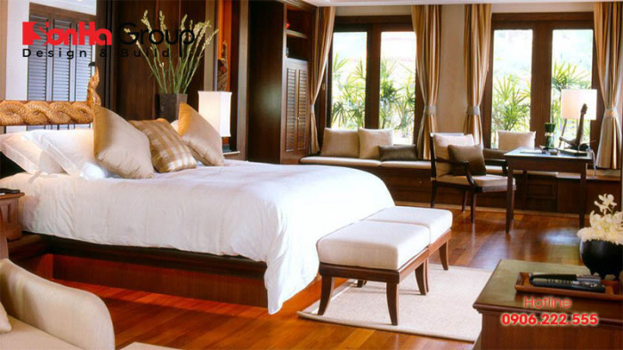 Thiết kế phòng ngủ với nội thất gỗ chủ đạo sang trọng và ấm cúng 