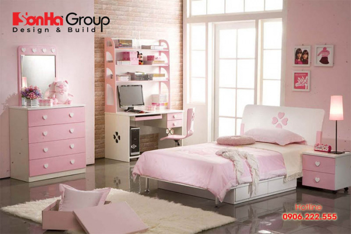 Trang trí phòng ngủ màu hồng sẽ đem lại sự thích thú đặc biệt với các bé gái 