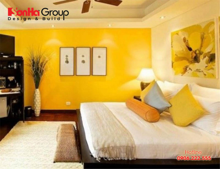 Việc trang trí phòng ngủ màu vàng sẽ mang lại cảm giác dễ chịu cho chủ nhân căn phòng 