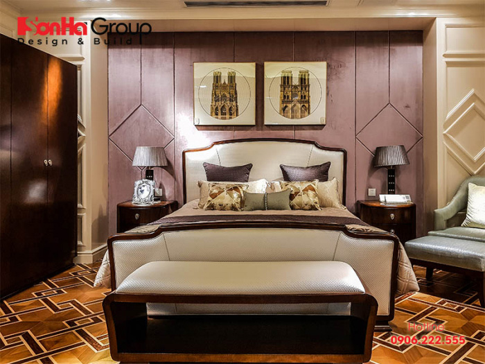 Ý tưởng bày trí và thiết kế mẫu phòng ngủ kiểu pháp sang trọng, tiện nghi với sắc màu quyền quý, cao cấp dành cho vợ chồng gia chủ sinh hoạt 