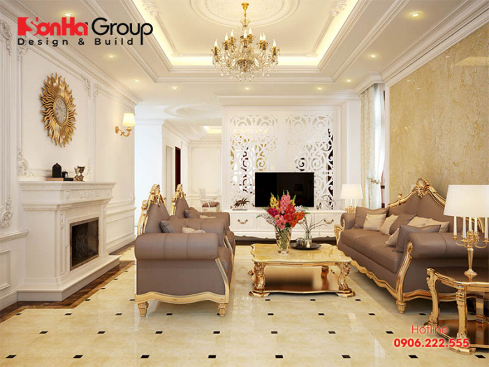 Ý tưởng thiết kế nội thất phòng khách kiểu pháp đơn giản, nhẹ nhàng nhưng vô cùng tinh tế và ấn tượng 