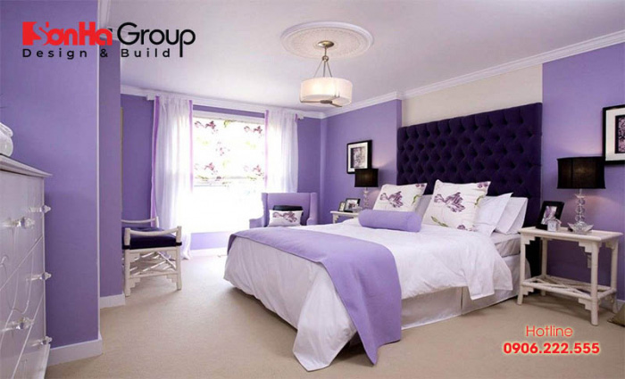 Ý tưởng trang trí phòng ngủ cho các cặp đôi với gam màu tím mang đến không gian lãng mạn nhất 