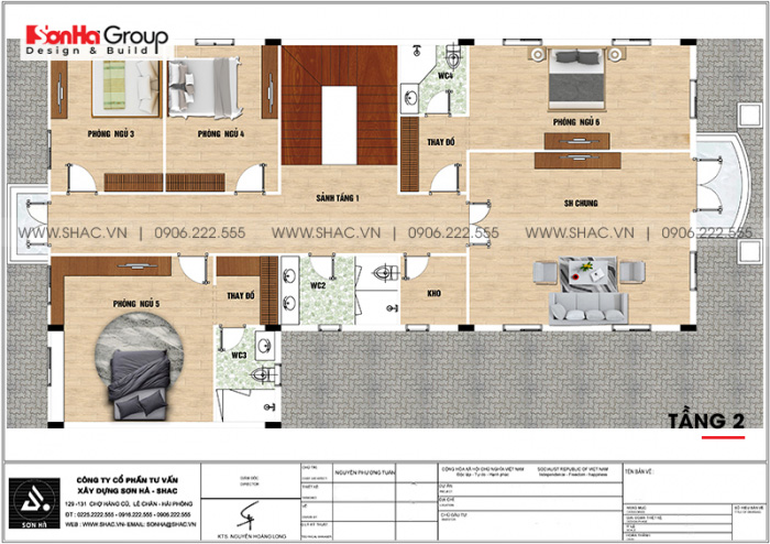 Bản vẽ công năng tầng 2 biệt thự BTP 0150