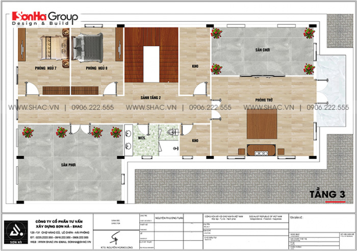 Bản vẽ công năng tầng 3 biệt thự BTP 0150